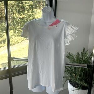 Lilly Pulitzer White Ruffle Sleeve Top